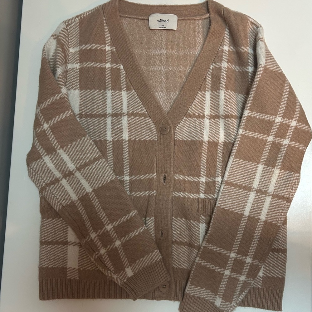 Wilfred Tan Plaid Women's Sweater
